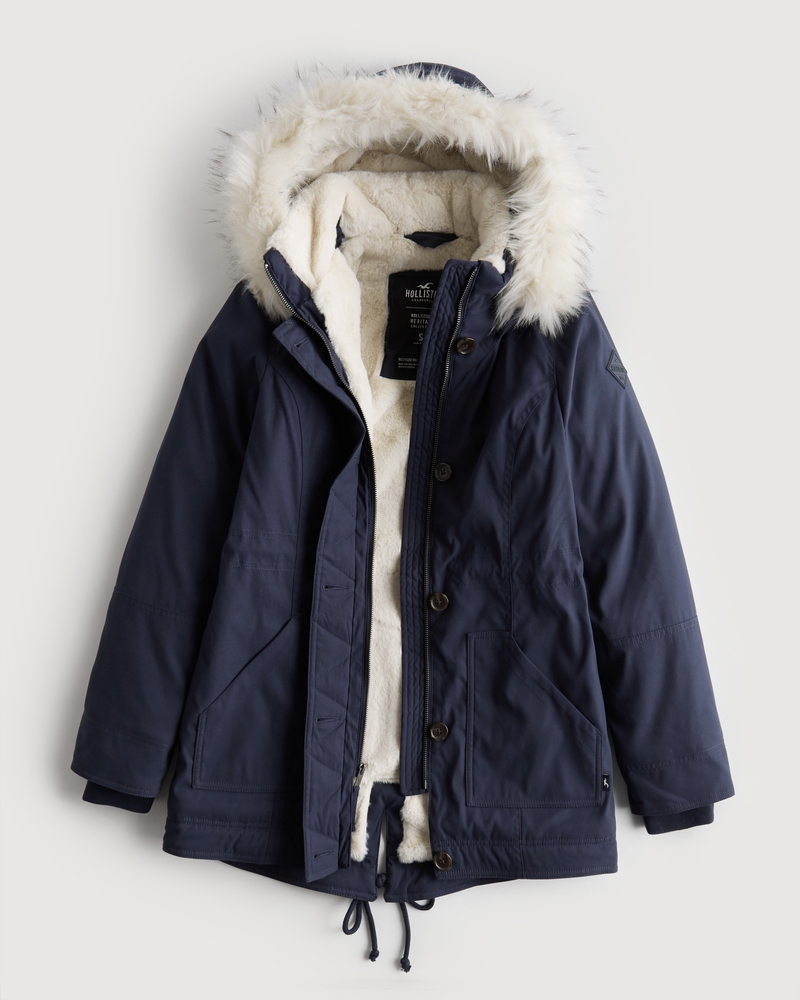 Hollister Women's S Faux Fur Lined Parka Jacket Winter Coat Heritage  Collection