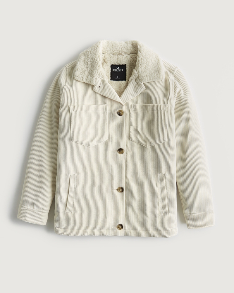 Dames Corduroy hemdjack met sherpa voering Dames Sale