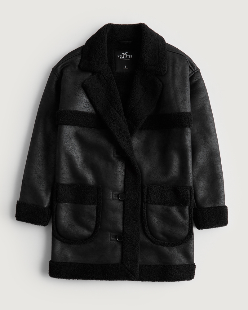 Women's Vegan Shearling Coat Women's Sale