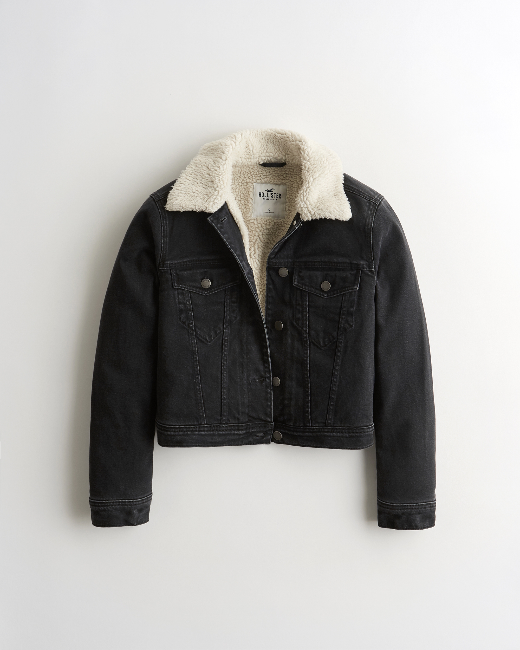 hollister jean jacket with fur