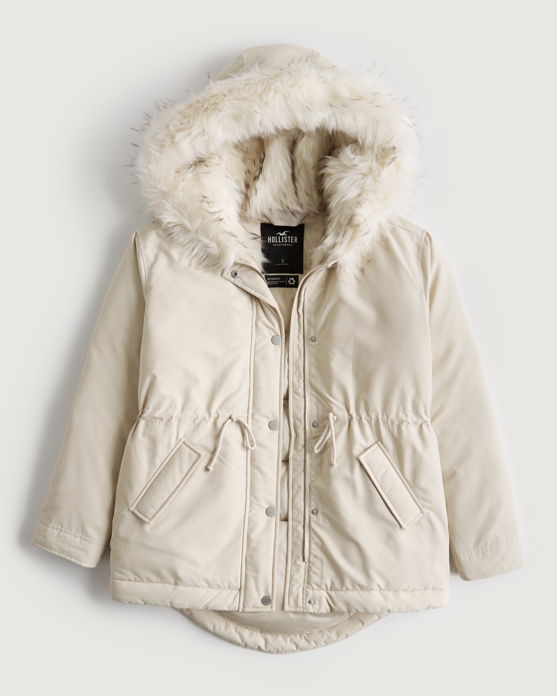 Hollister Faux Fur Lined Parka ($160) ❤ liked on Polyvore