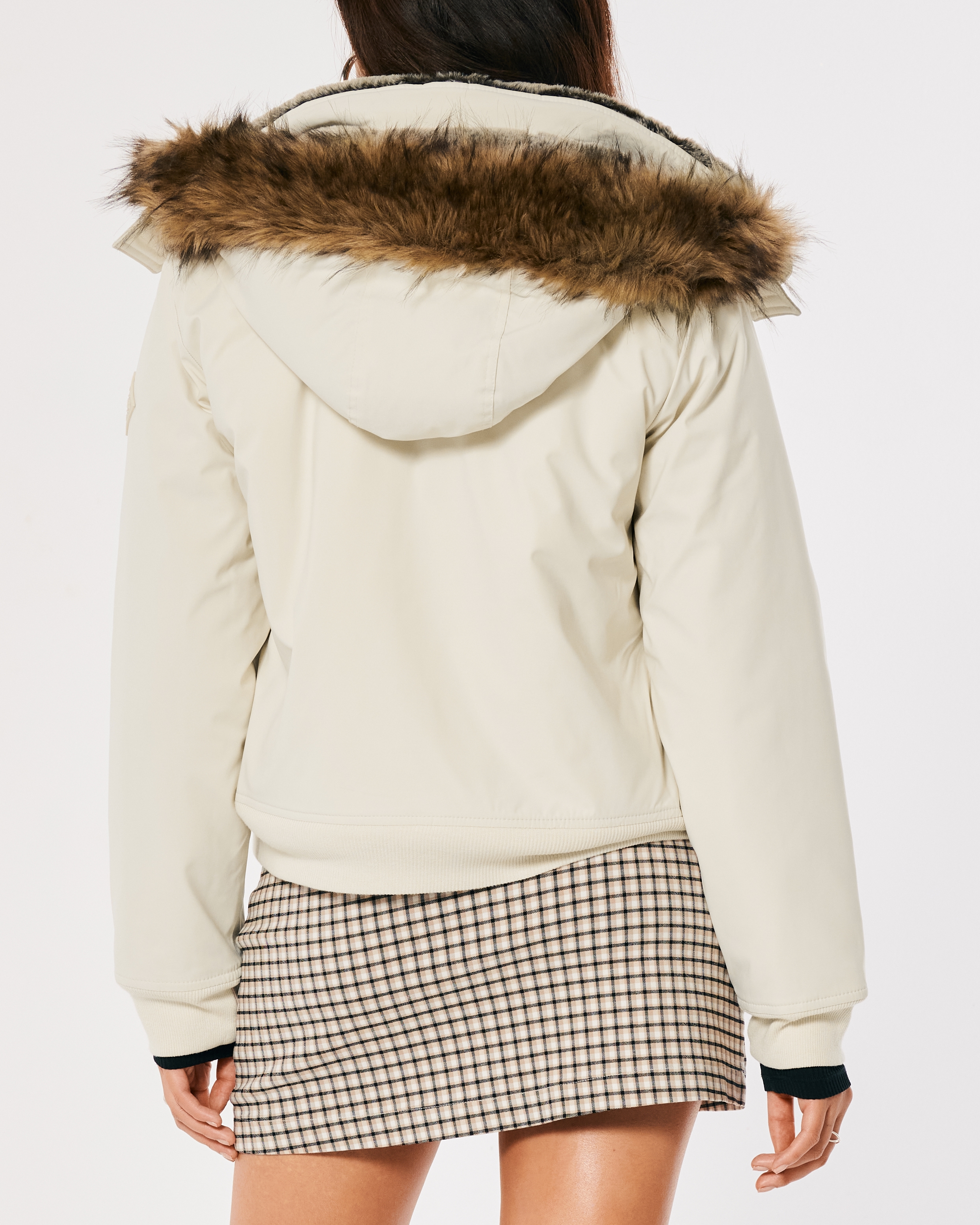 Faux Fur-Lined All-Weather Bomber Jacket