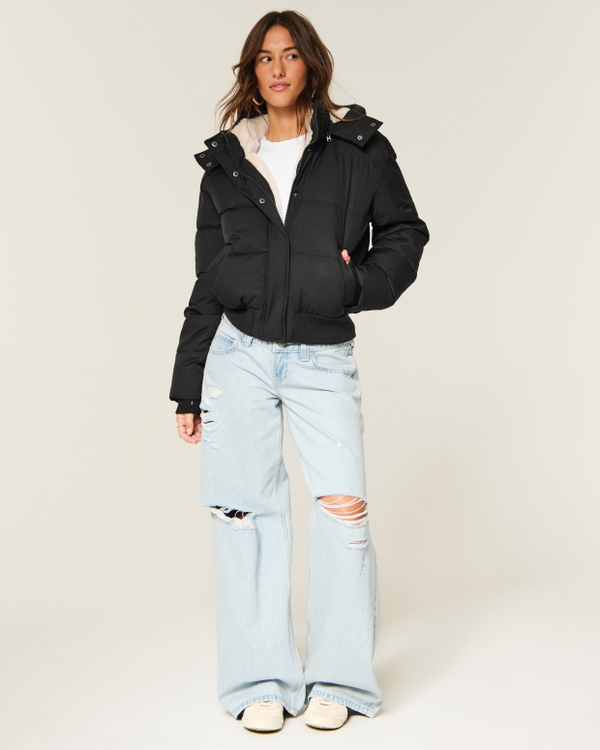 Hollister Feel Good Puffer Jacket, Black view 2