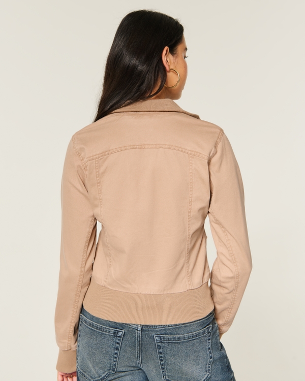 Twill Zip-Up Jacket, Brown view 2