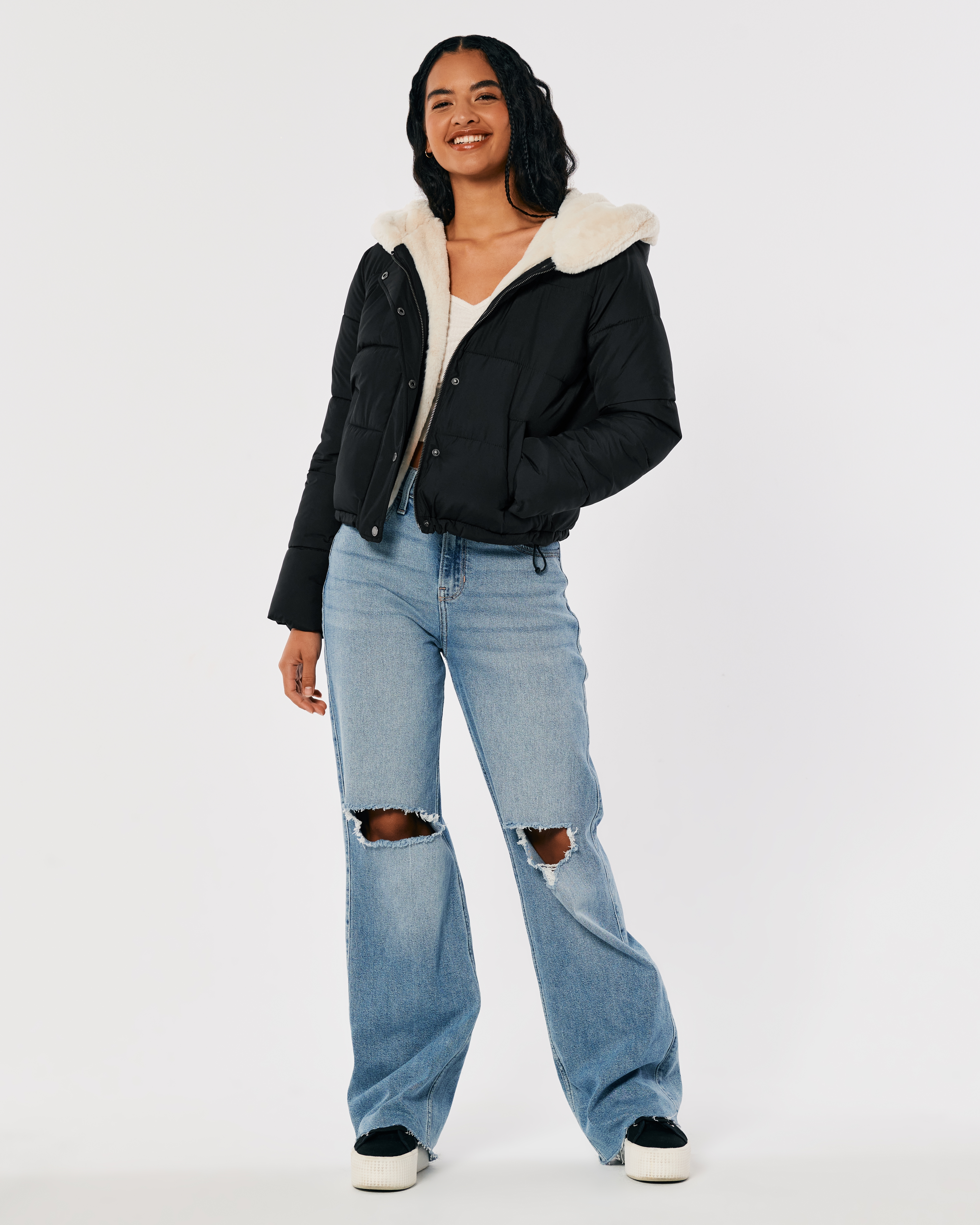 Hollister Faux Fur-Lined Puffer Jacket