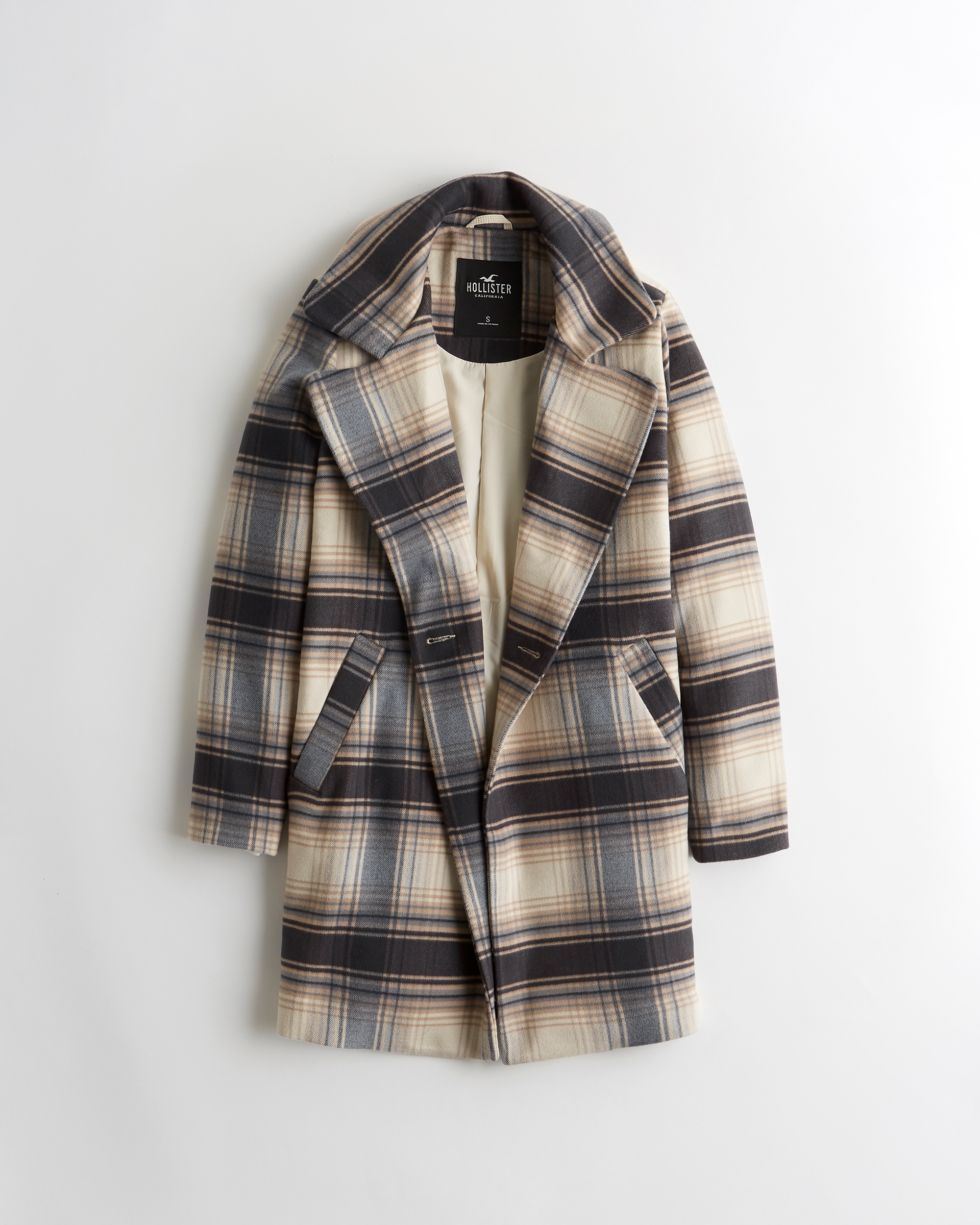 Girls Plaid Relaxed Textured Coat 