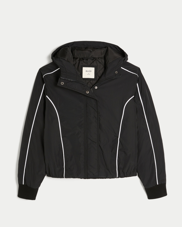 Hooded Windbreaker Jacket, Black view 1