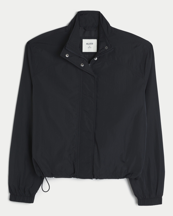 Bubble Hem Windbreaker Jacket, Black view 1