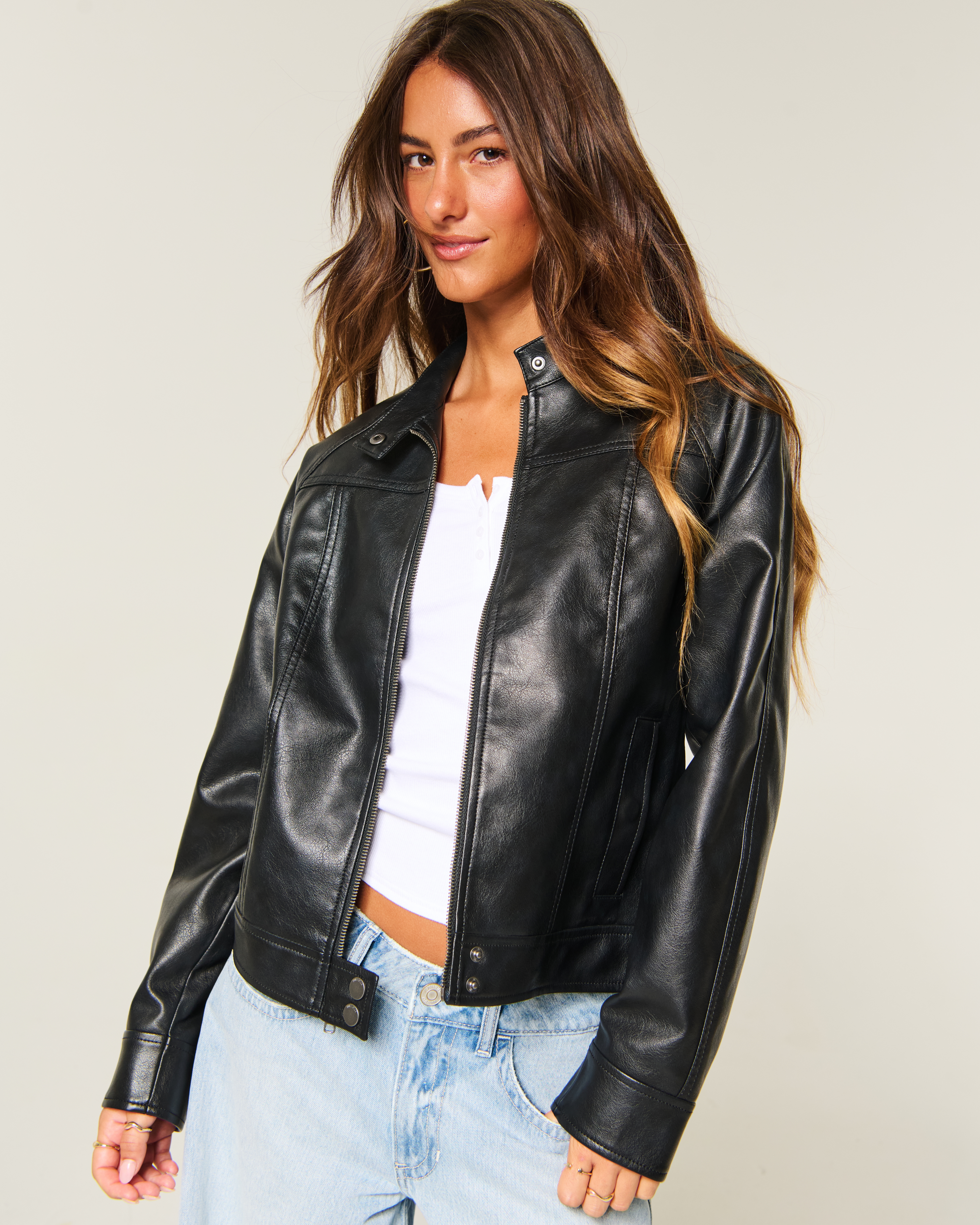Faux Leather Moto Jacket