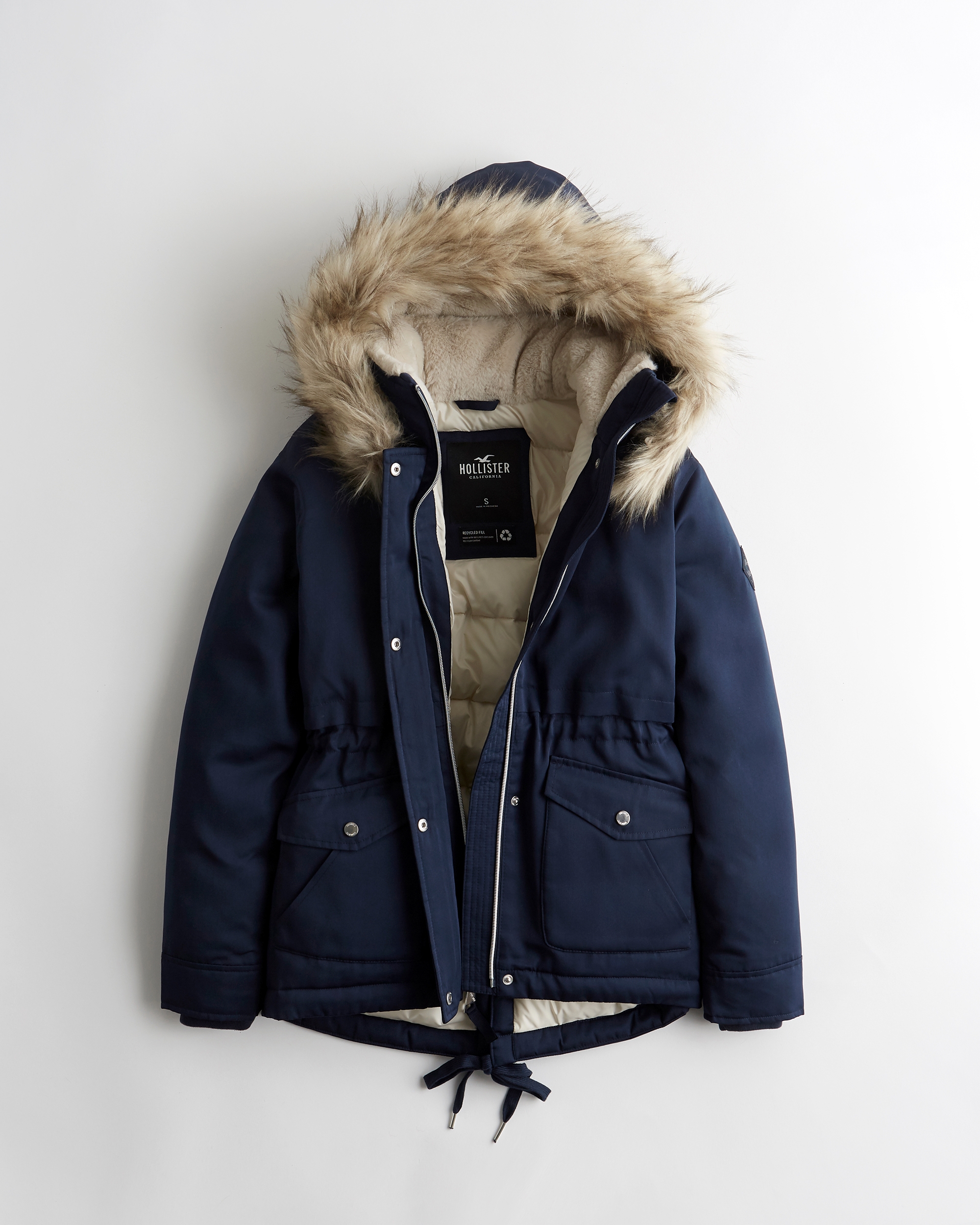 hollister coat fur hood