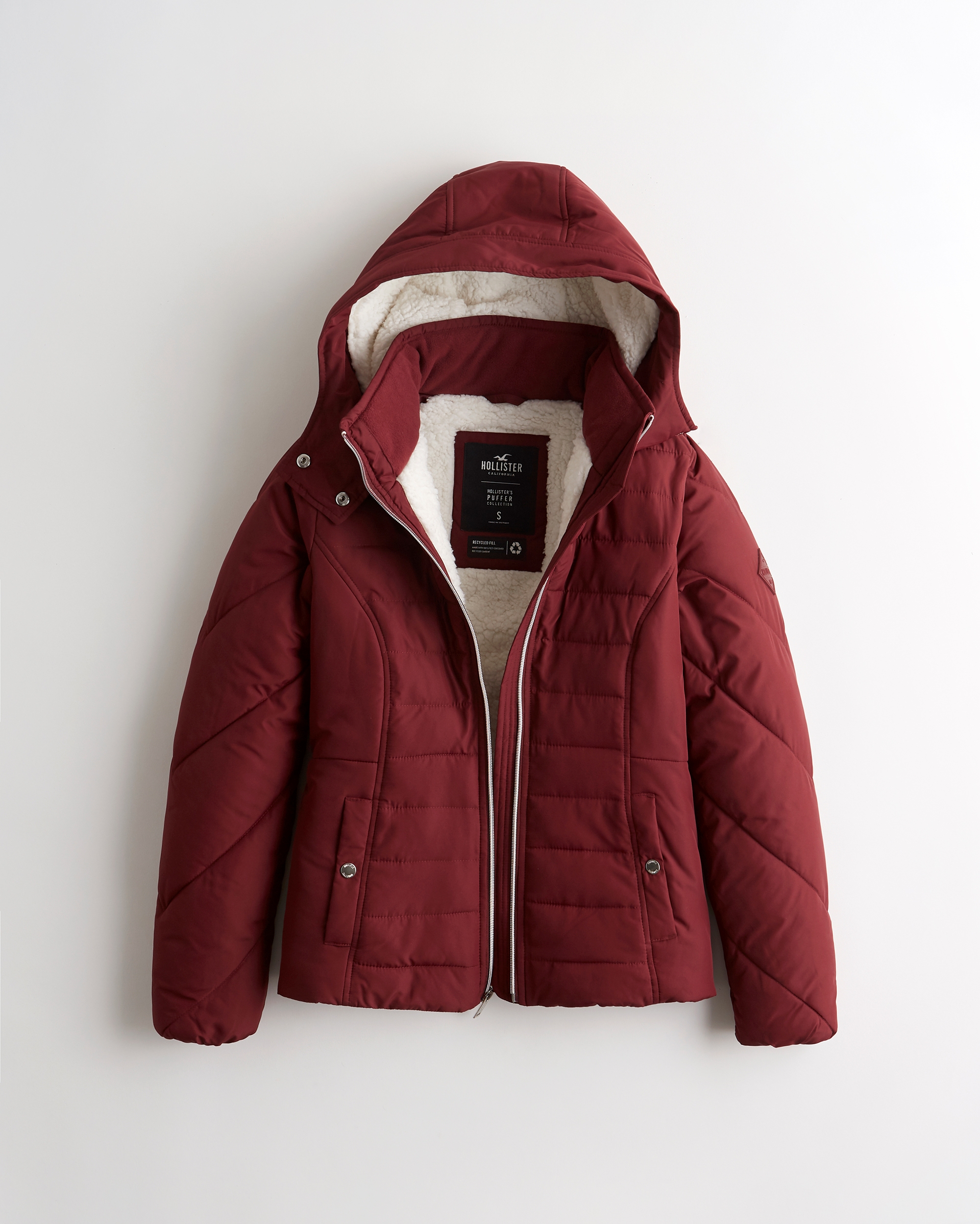 Hollister sherpa puffer jacket on sale