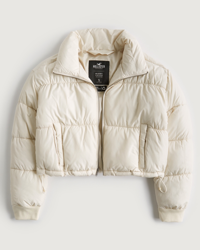 White puffer jacket on sale hollister