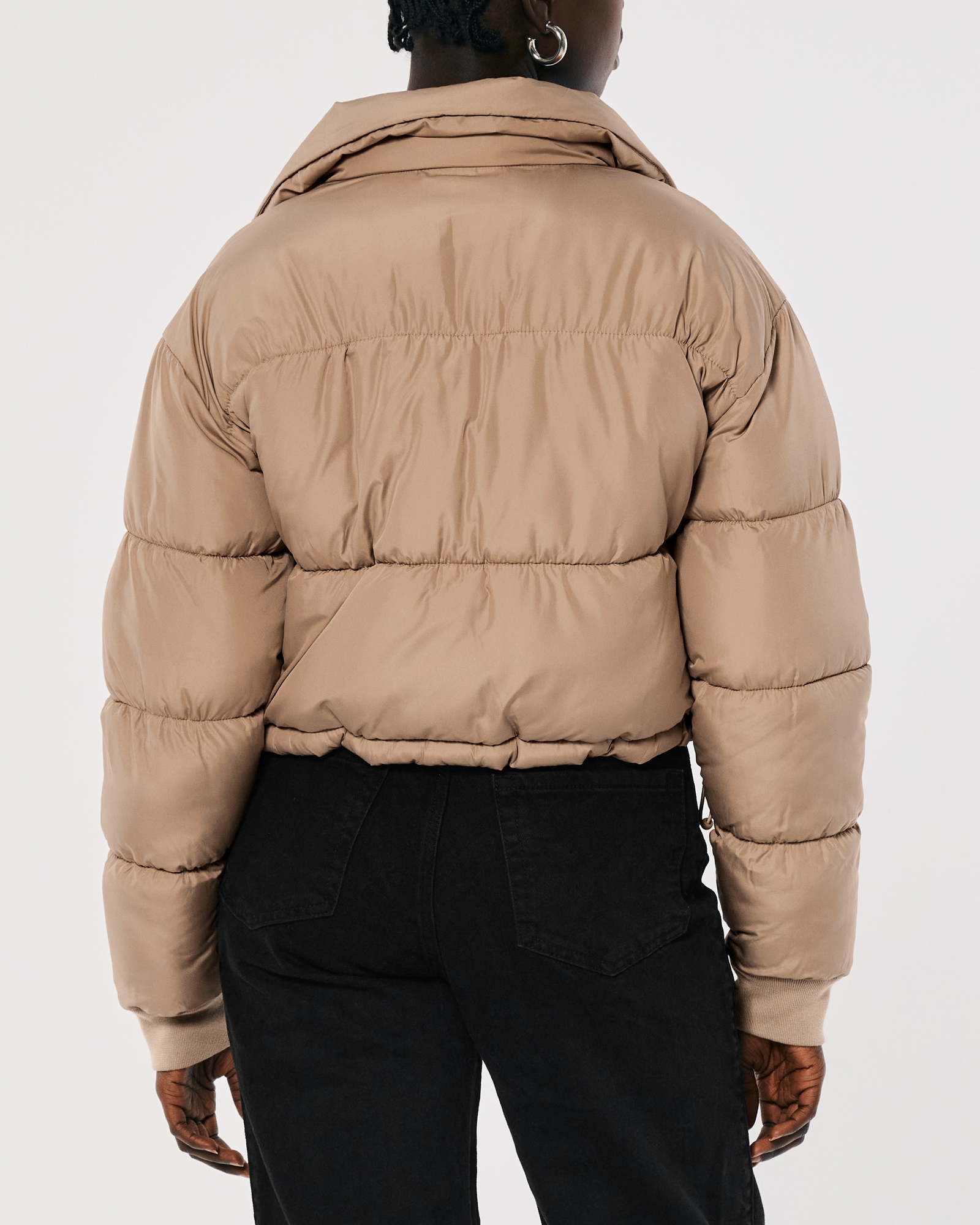 Georgia Cropped Puffer Jacket Beige