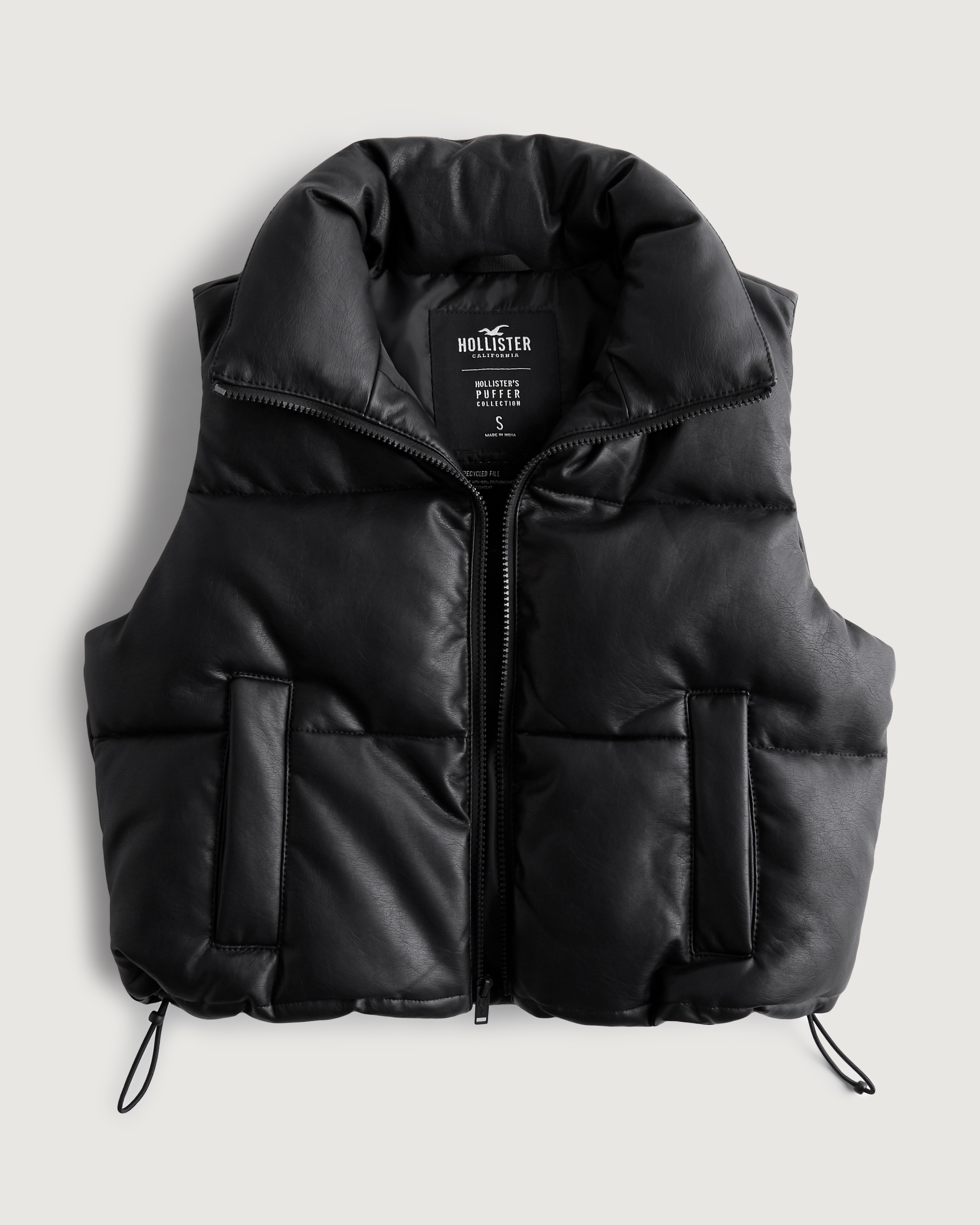 Crop Vegan Leather Puffer Vest