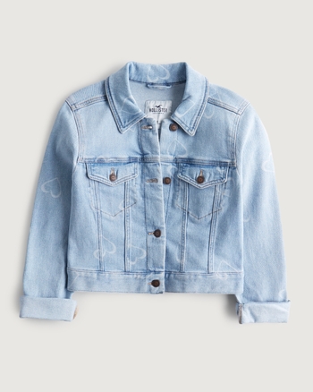 Hollister white 2025 denim jacket