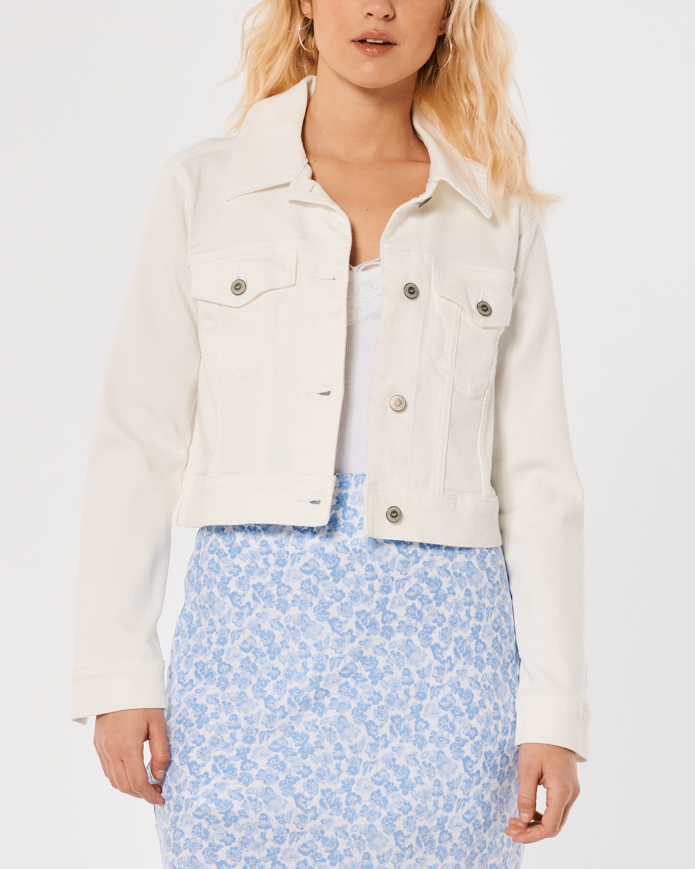 Cropped denim sales jacket hollister