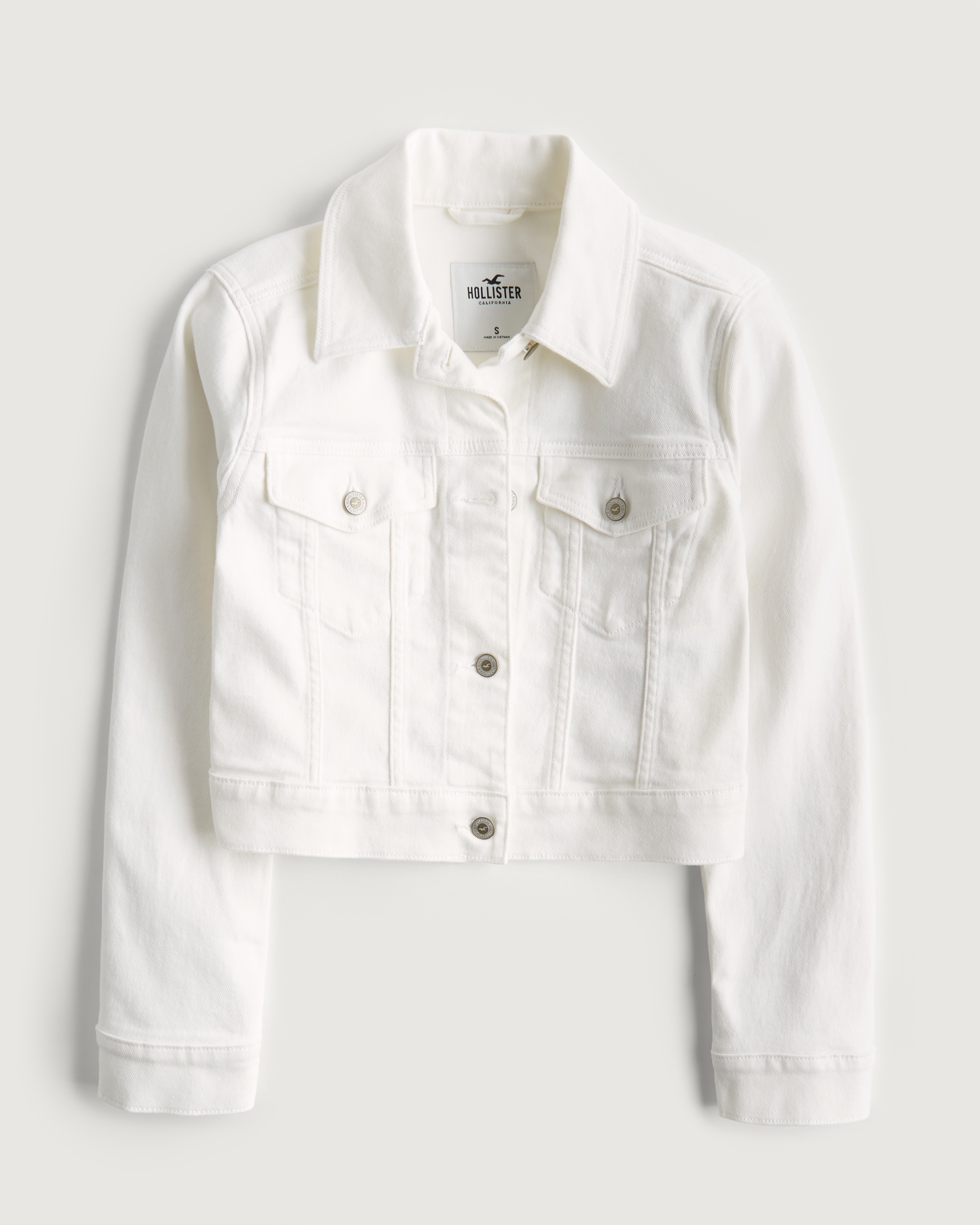 Women's White Crop Denim Jacket | Women's Clearance | HollisterCo.com
