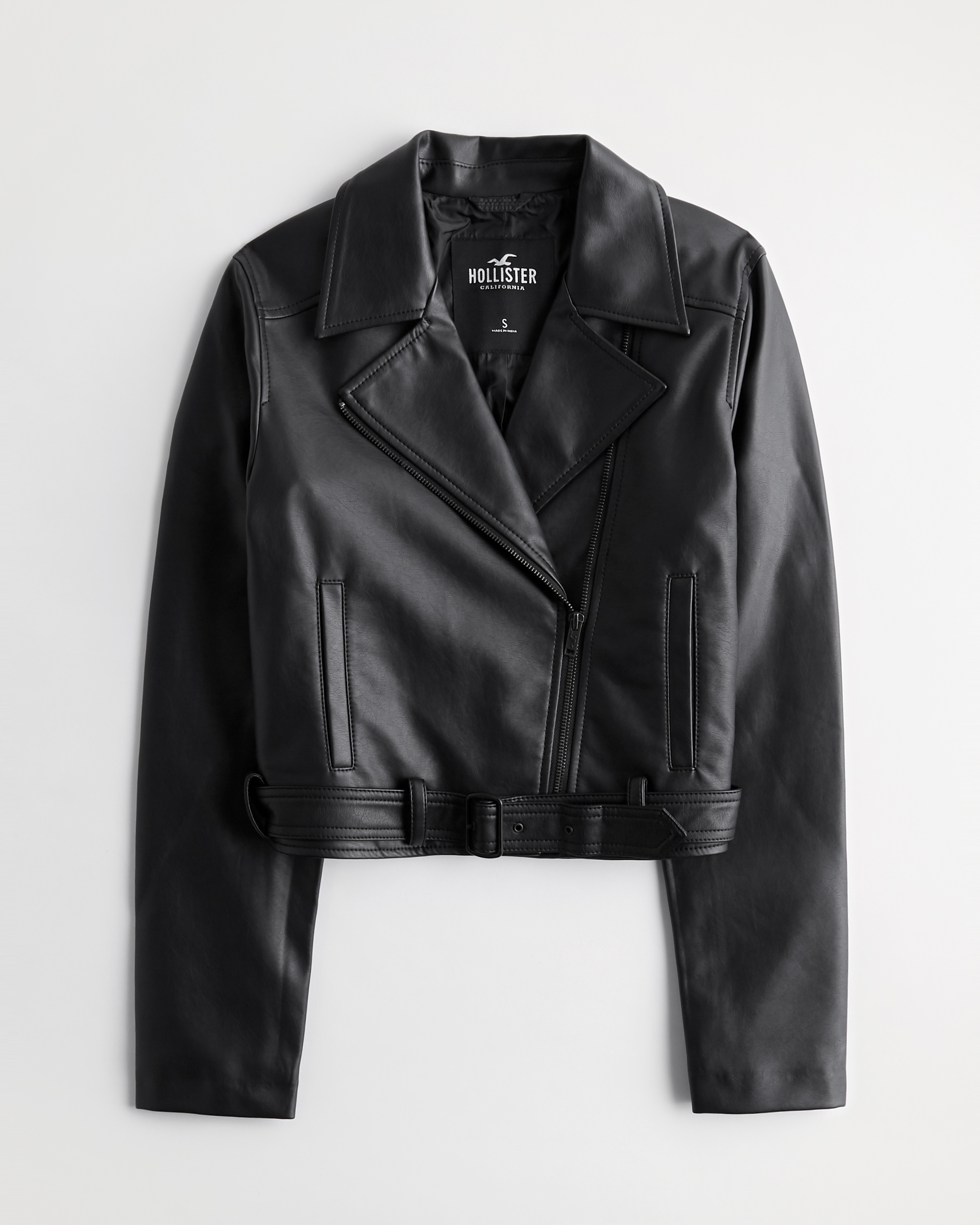 Leather online jacket hollister