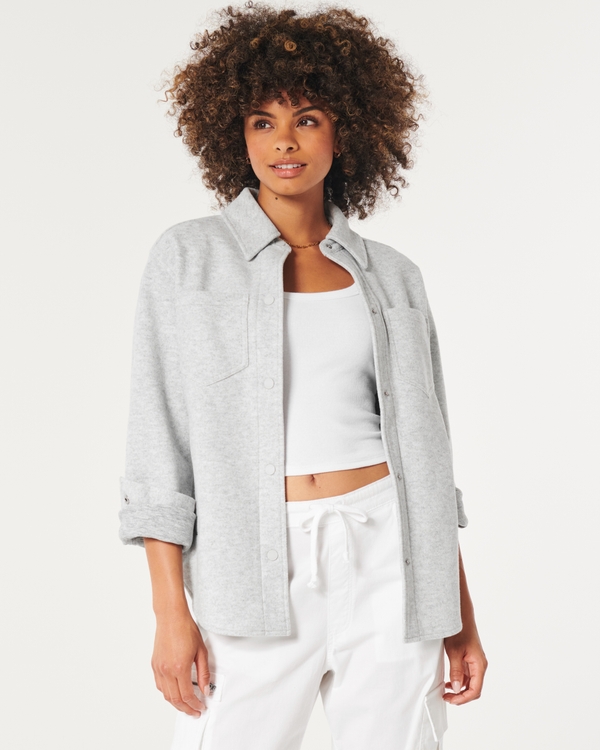 Classic Shirt Jacket, Light Heather Grey