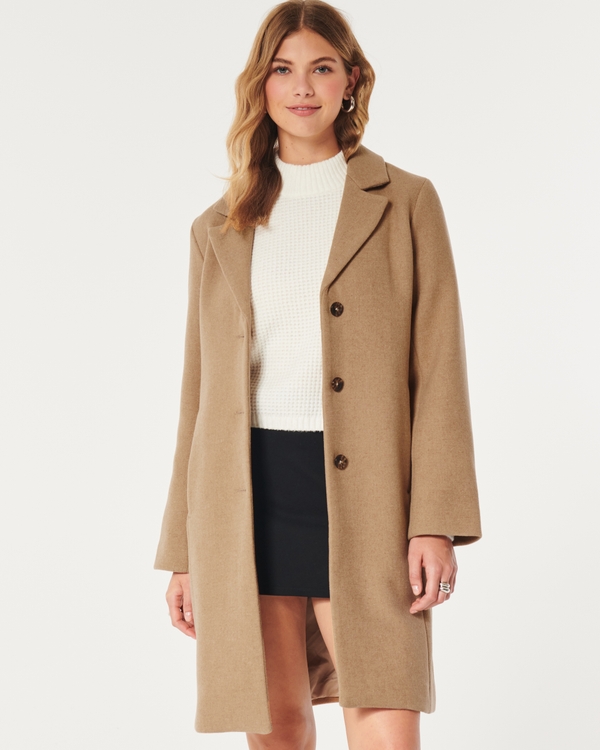Classic Wool Coat, Light Brown