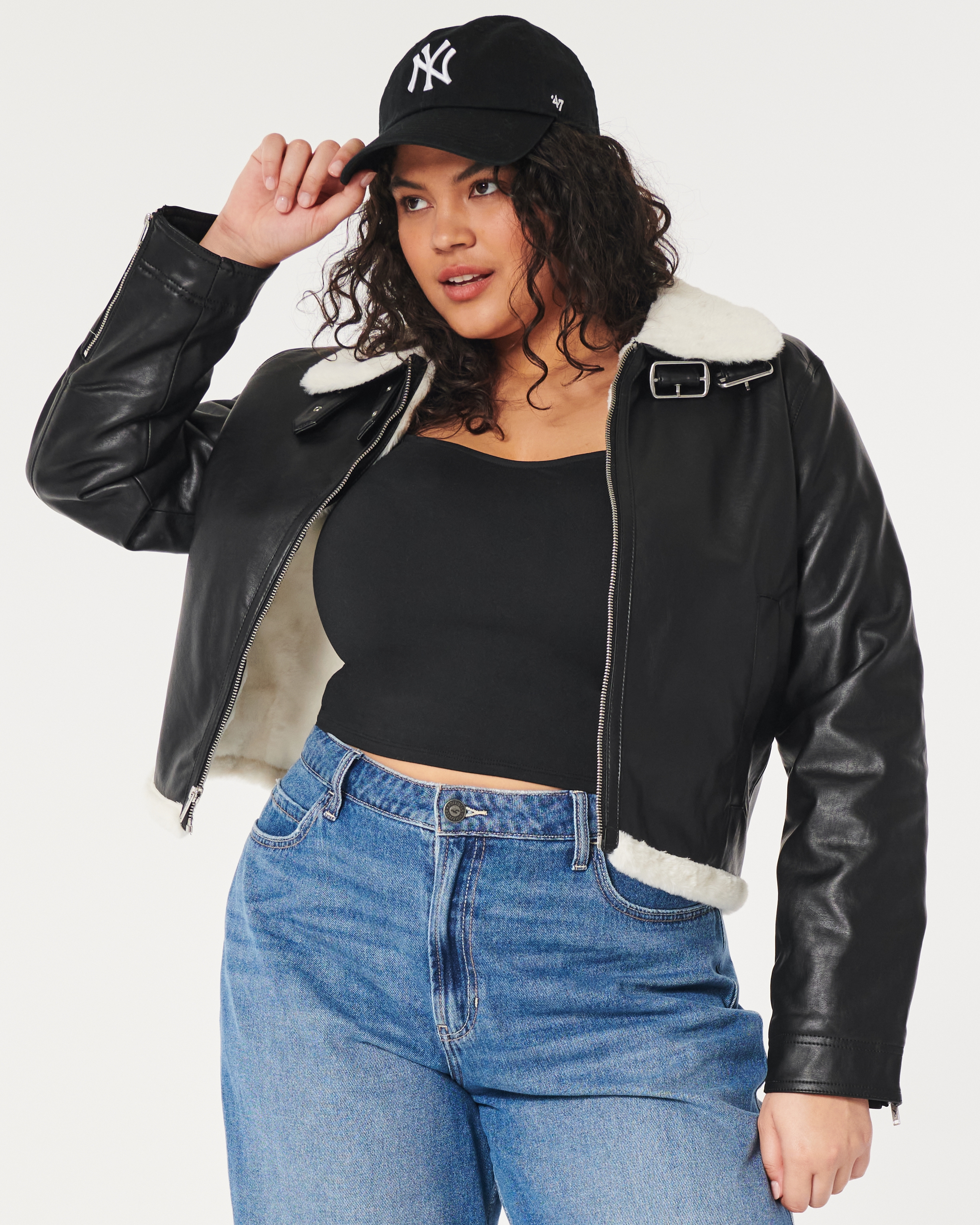 Hollister leather jacket on sale womens