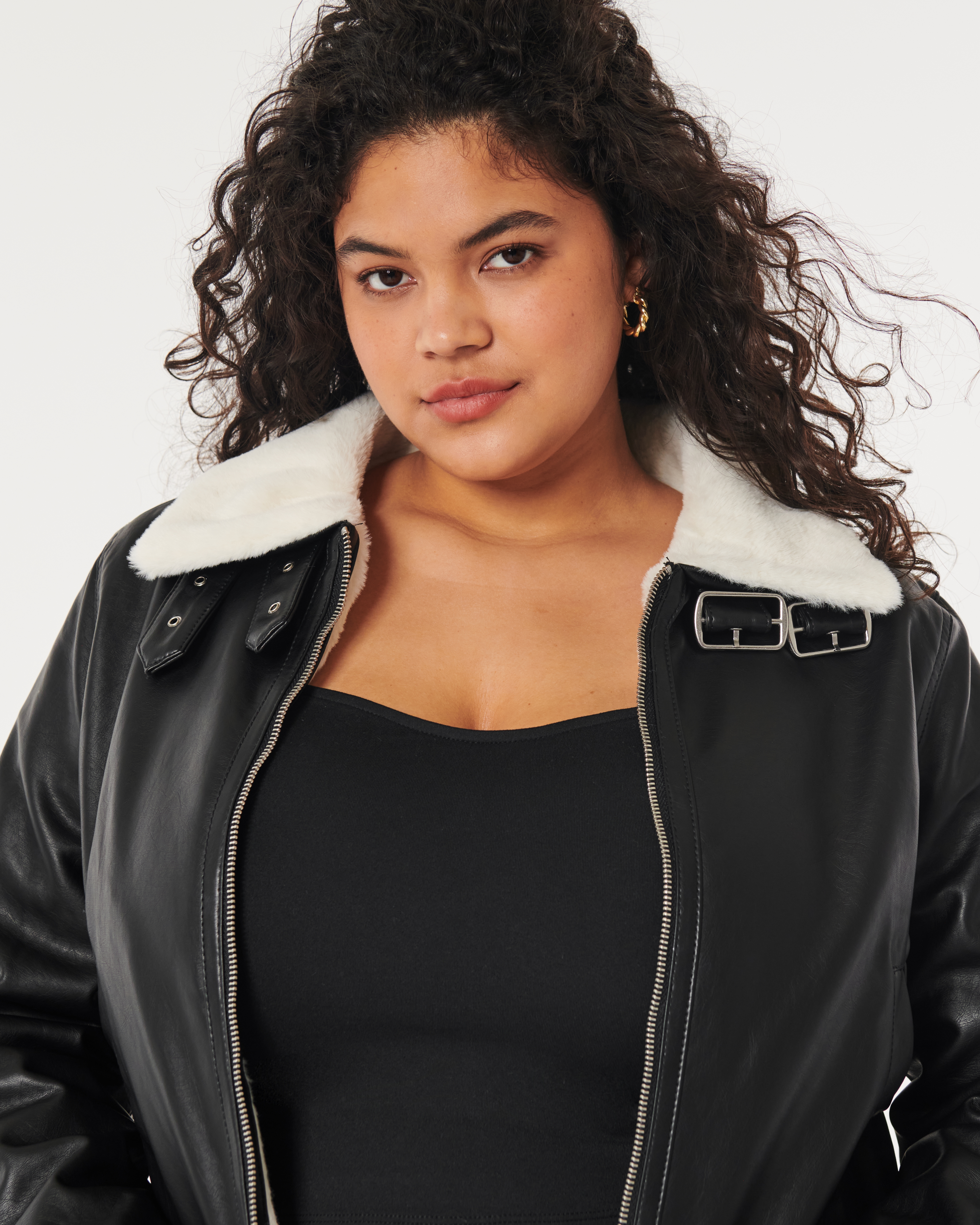 Hollister leather jacket womens sale