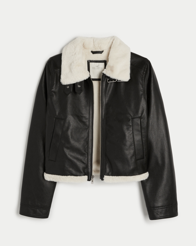 Faux fur lined moto jacket hotsell