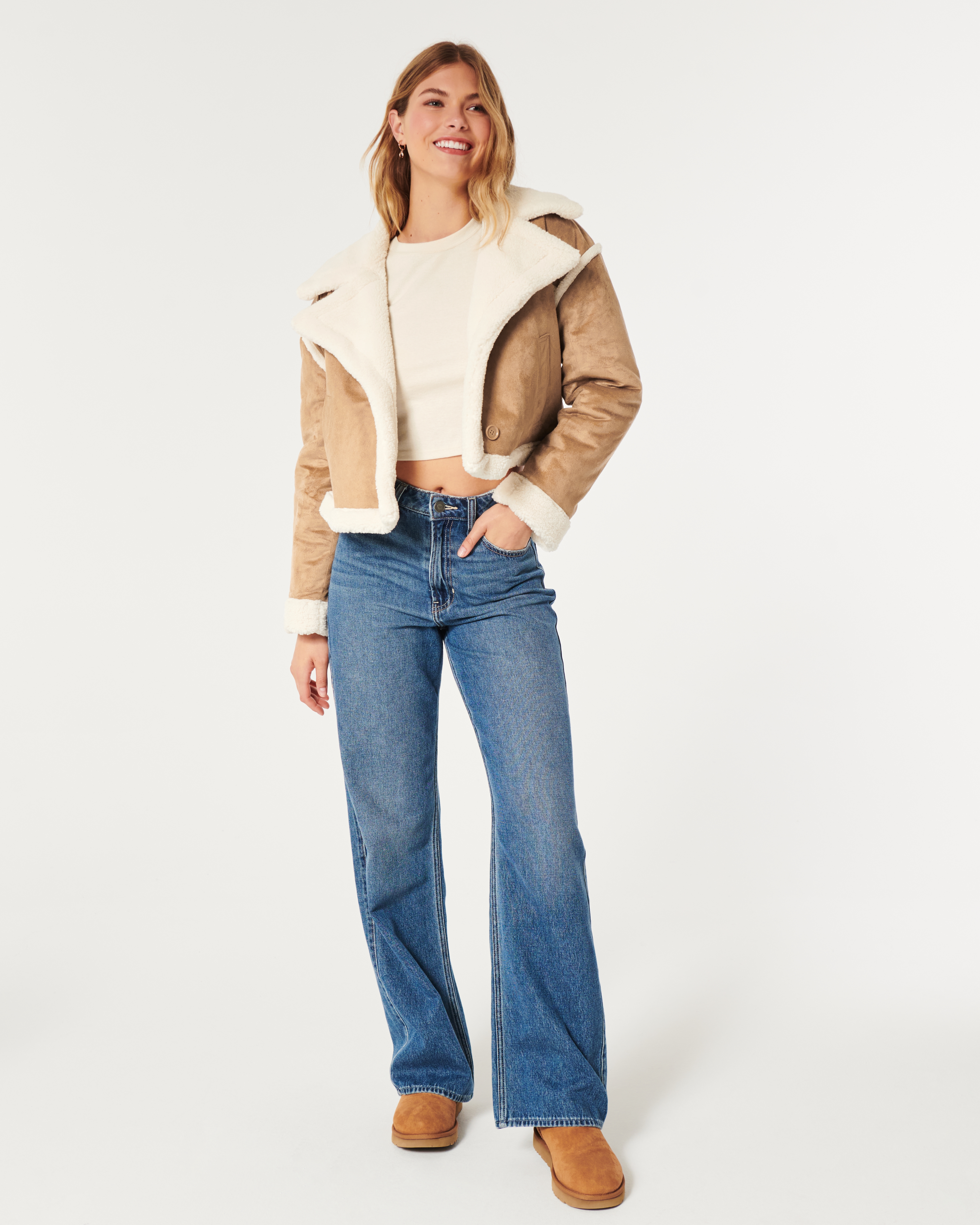 Cropped faux hotsell suede jacket