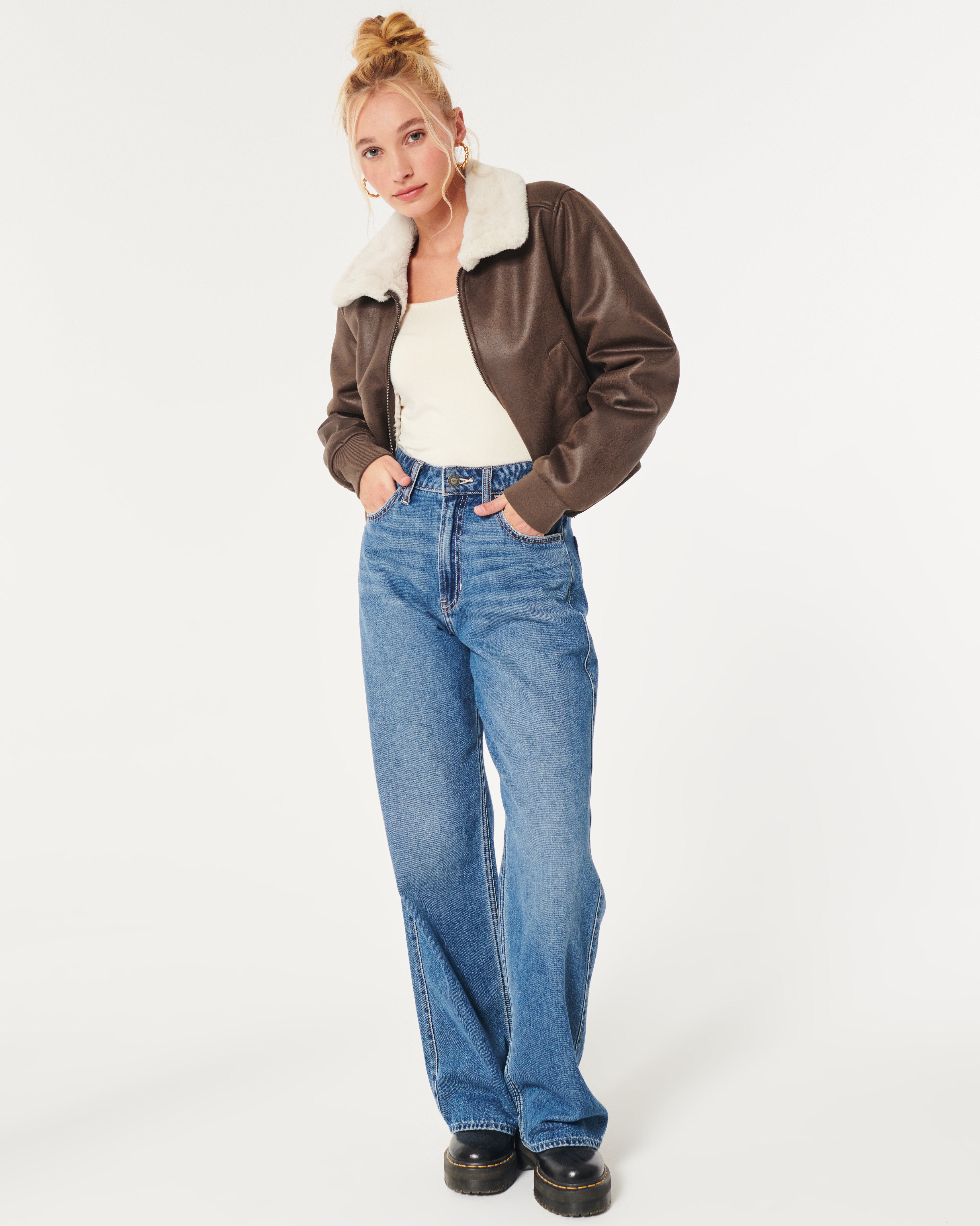 Fur lined suede jacket sales