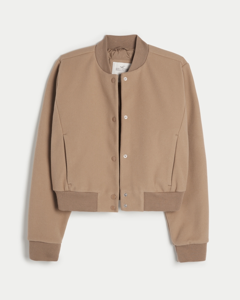 Women's Faux Wool Bomber Jacket | Women's Clearance | HollisterCo.com