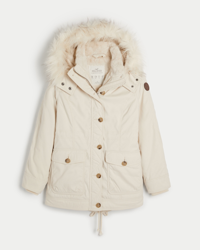 Hollister Faux Fur Lined Parka ($160) ❤ liked on Polyvore