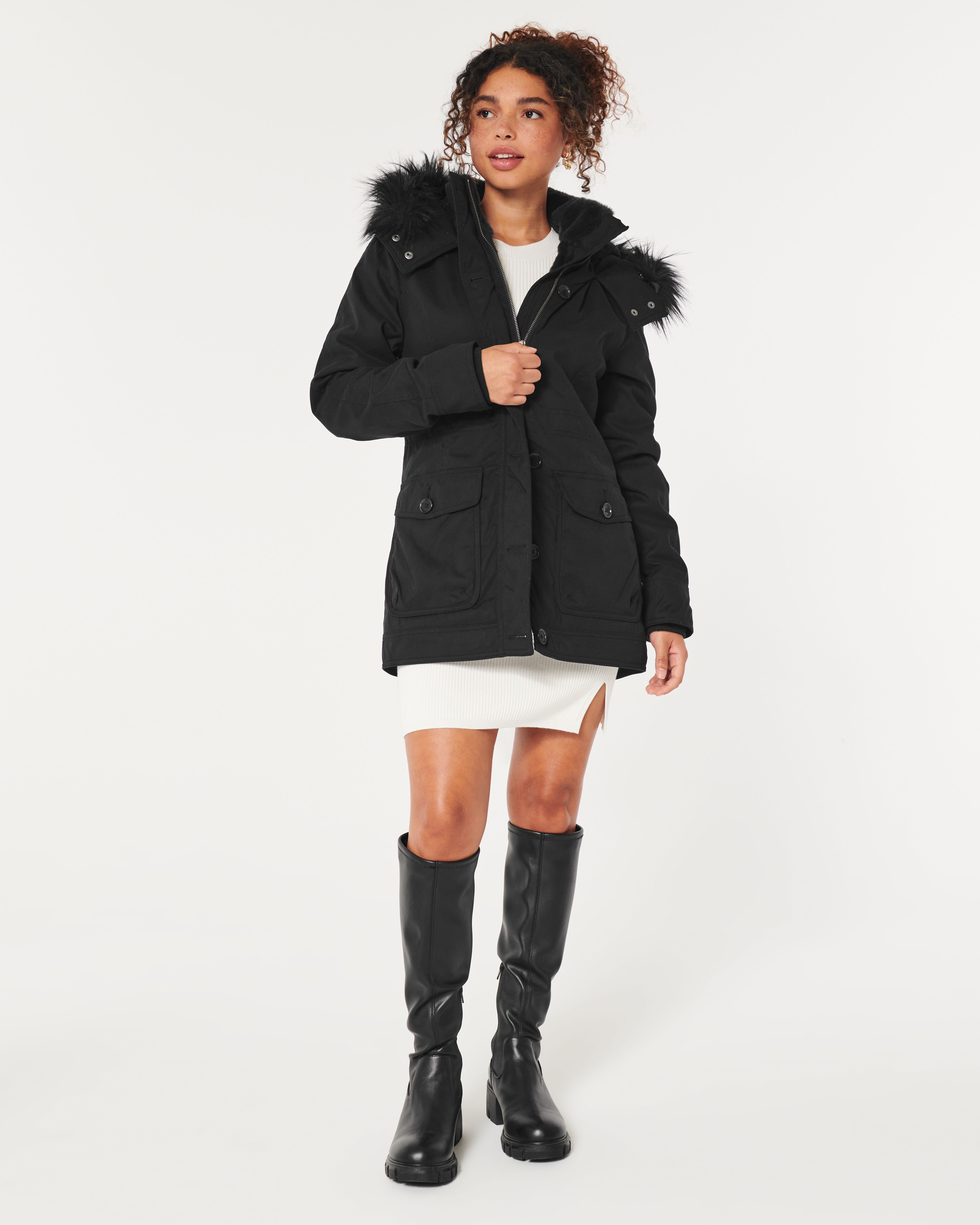 Hollister fur lined clearance parka