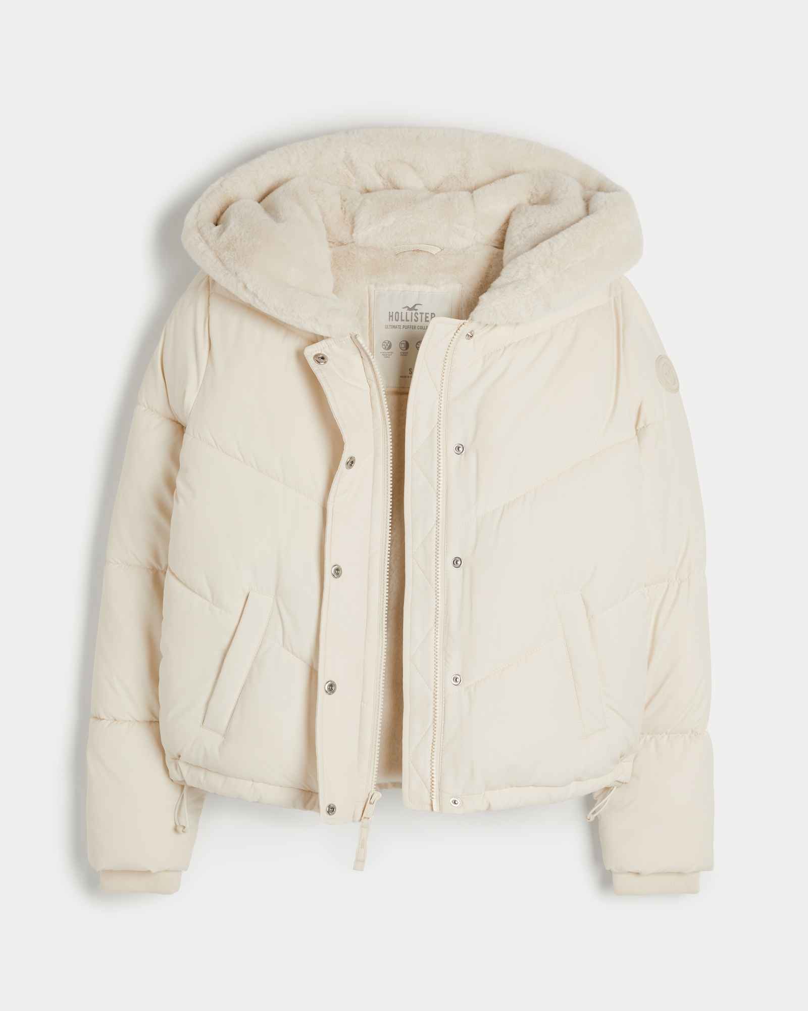 Hollister Hollister Ultimate Faux Fur-Lined Hooded Puffer Jacket