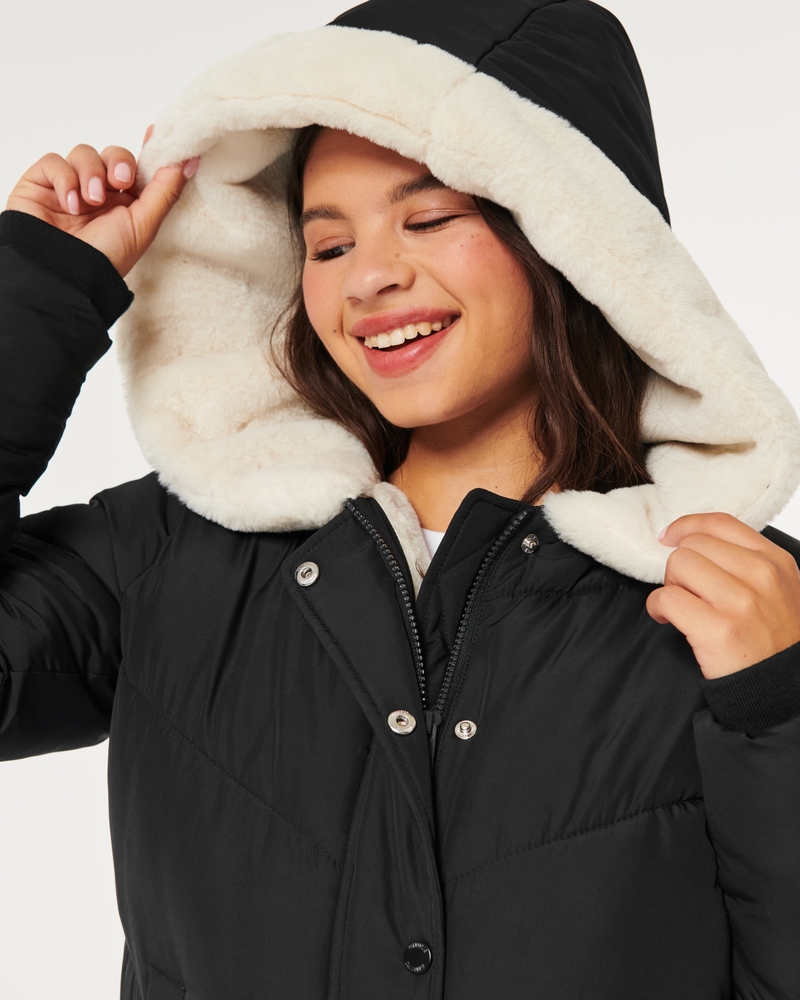 Women's Ultimate Faux Fur-Lined Hooded Puffer Jacket, Women's Jackets &  Coats
