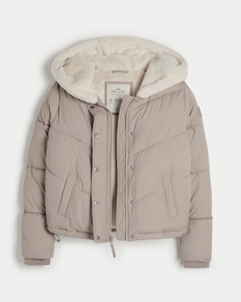 Hollister hooded puffer parka sales