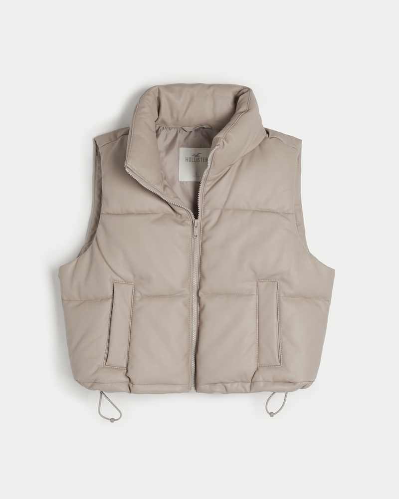 Women's Ultimate Vegan Leather Mini Puffer Vest | Women's Jackets ...