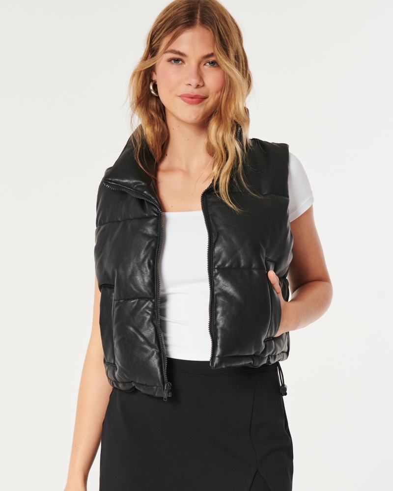 Ultimate Vegan Leather Mini Puffer Vest