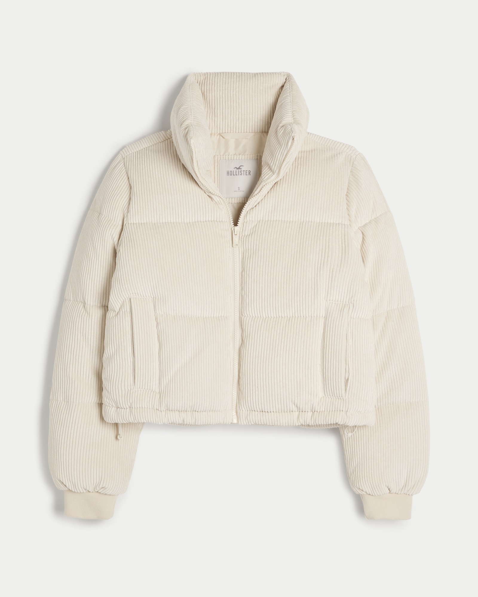 Hollister Puffer Jacket White - Sherpa-Lined Women's Size Medium