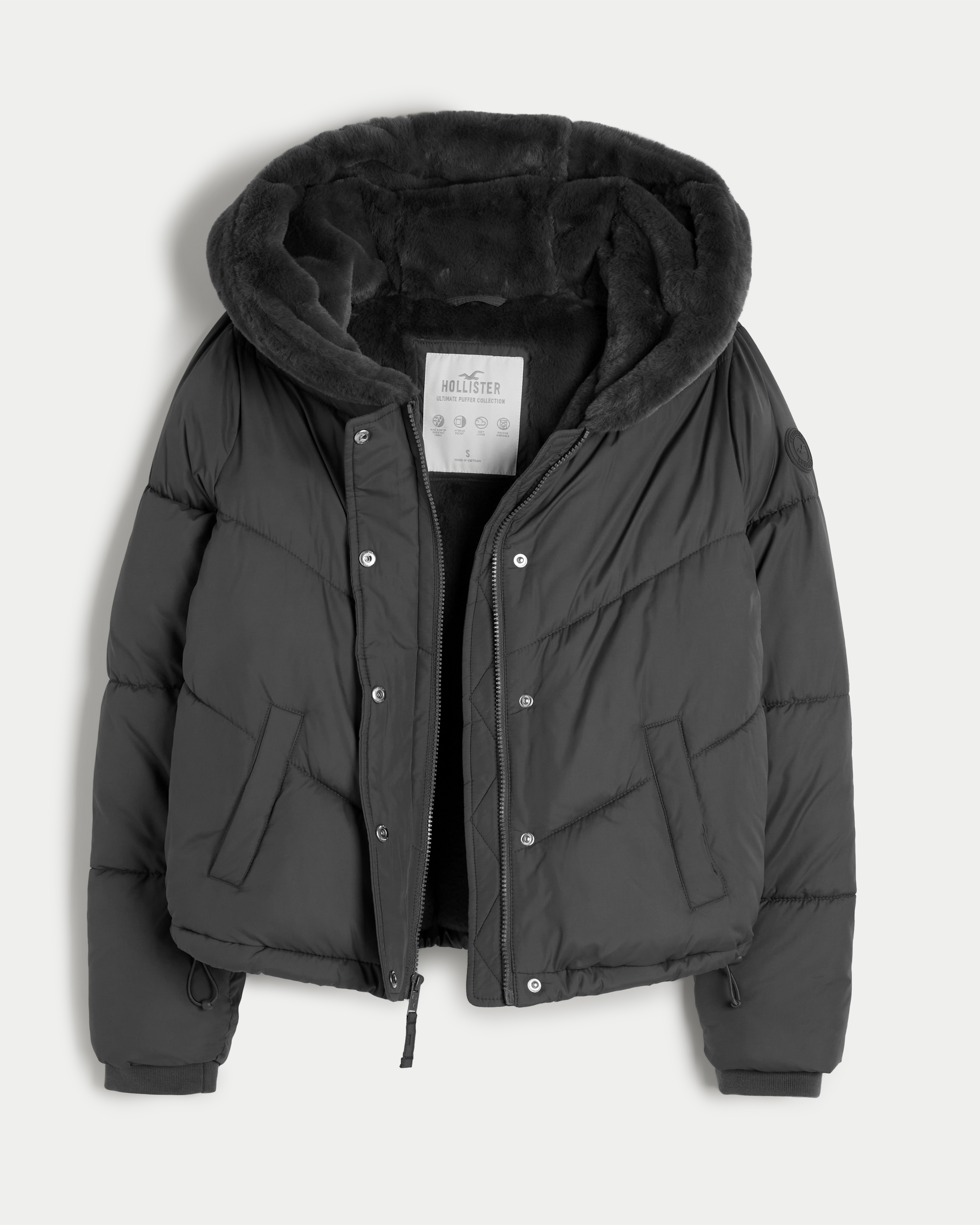 Hollister jacket sale with fur hood