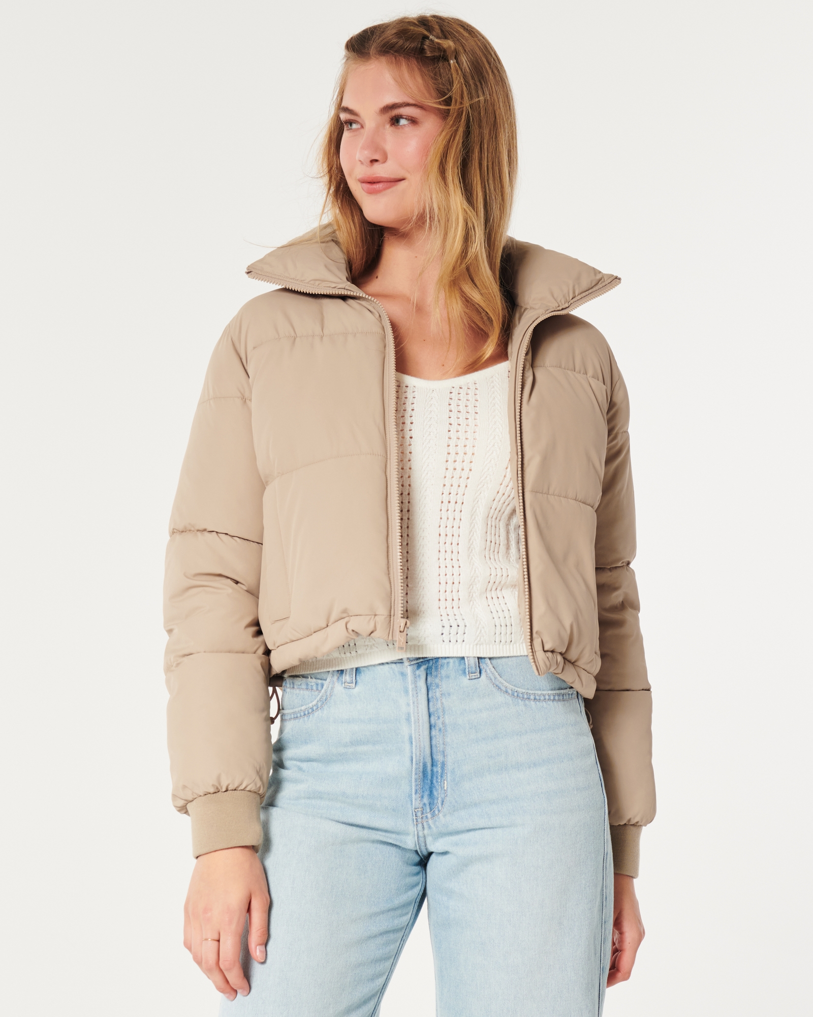 Hollister Puffer Jacket White - $75 (46% Off Retail) - From Leilani