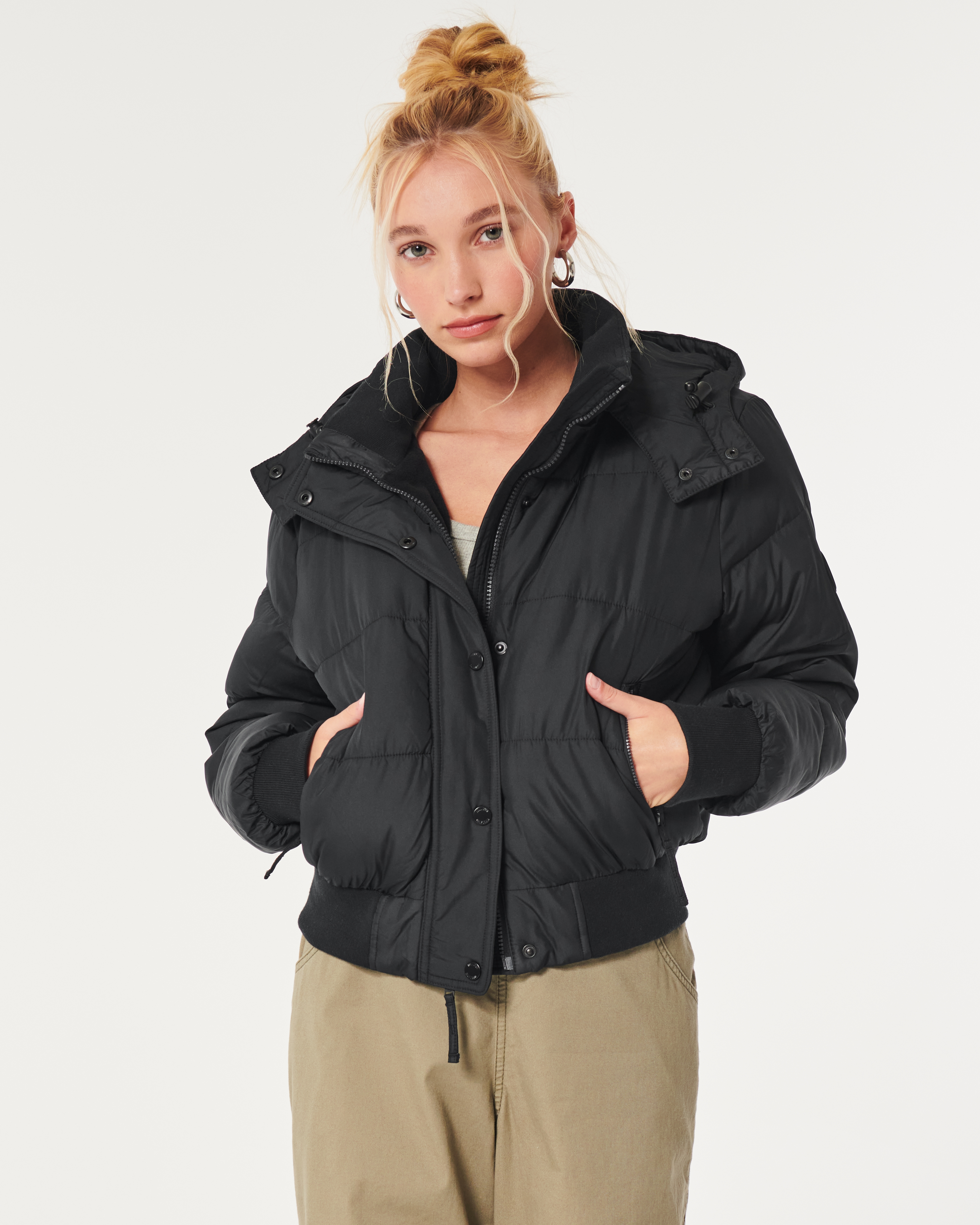 Black best sale puffer bomber