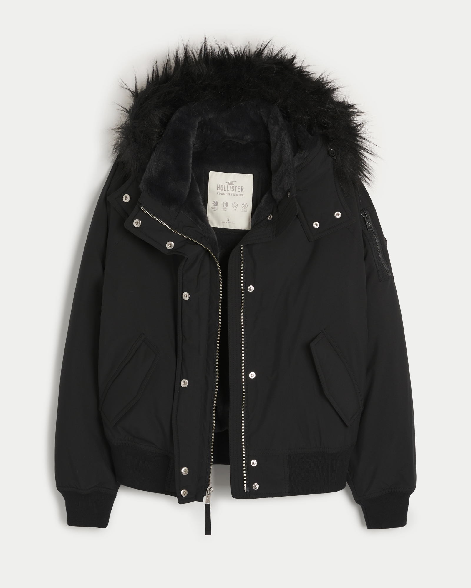 Hollister Faux Fur Lined All Weather Jacket Small Size for Sale in