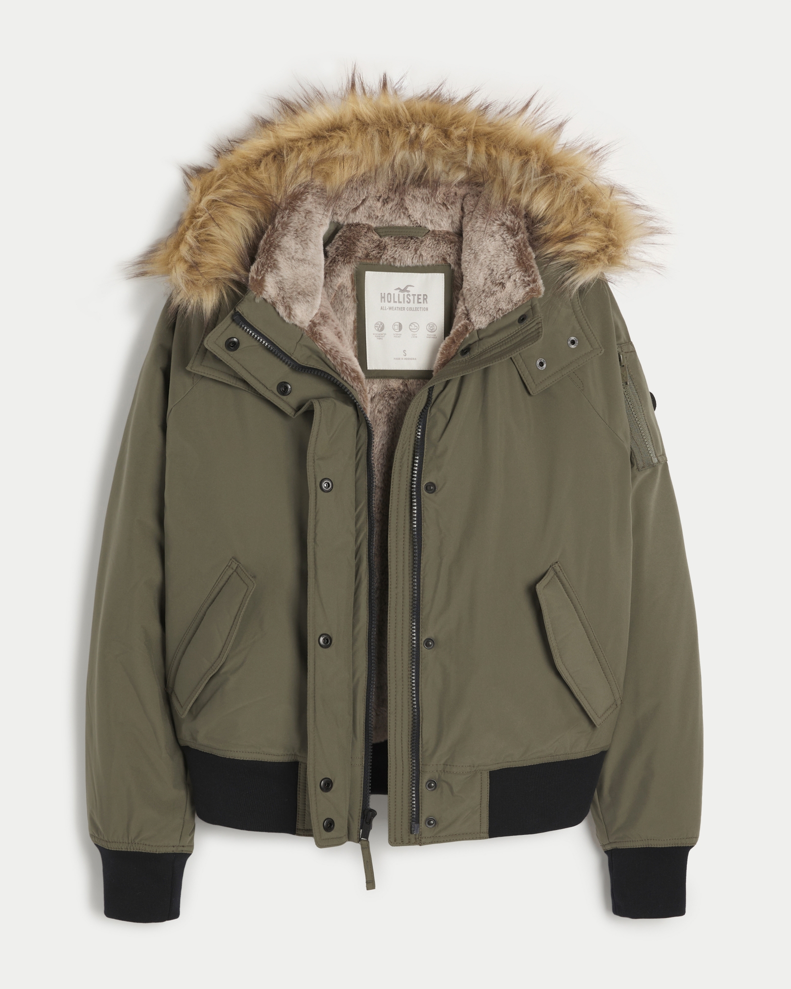 Hollister All-weather Faux Fur-lined Jacket in Natural