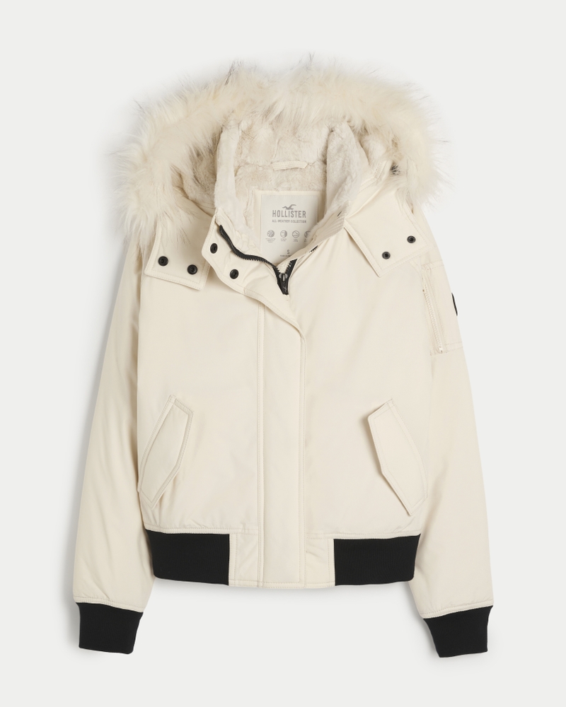 Women's All-Weather Faux Fur-Lined Bomber Jacket