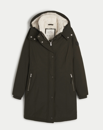 Hollister fur parka on sale