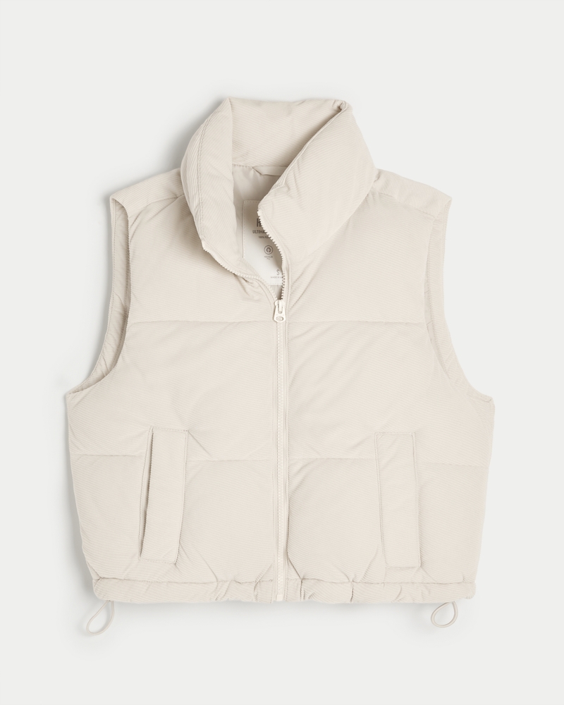 Hollister Corduroy White Puffer Jacket Size M - $50 (58% Off Retail