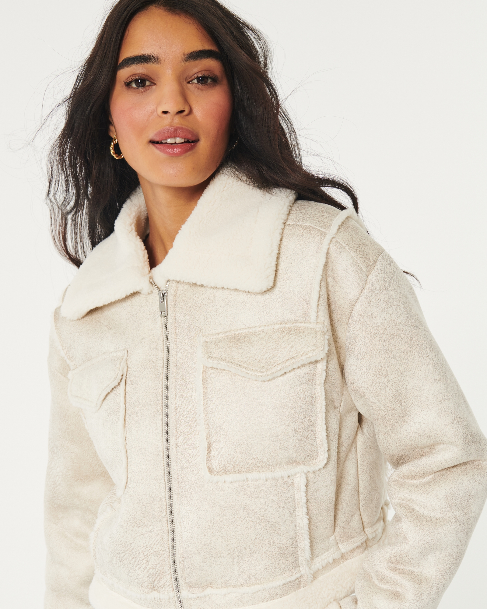 shearling biker jacket hollister