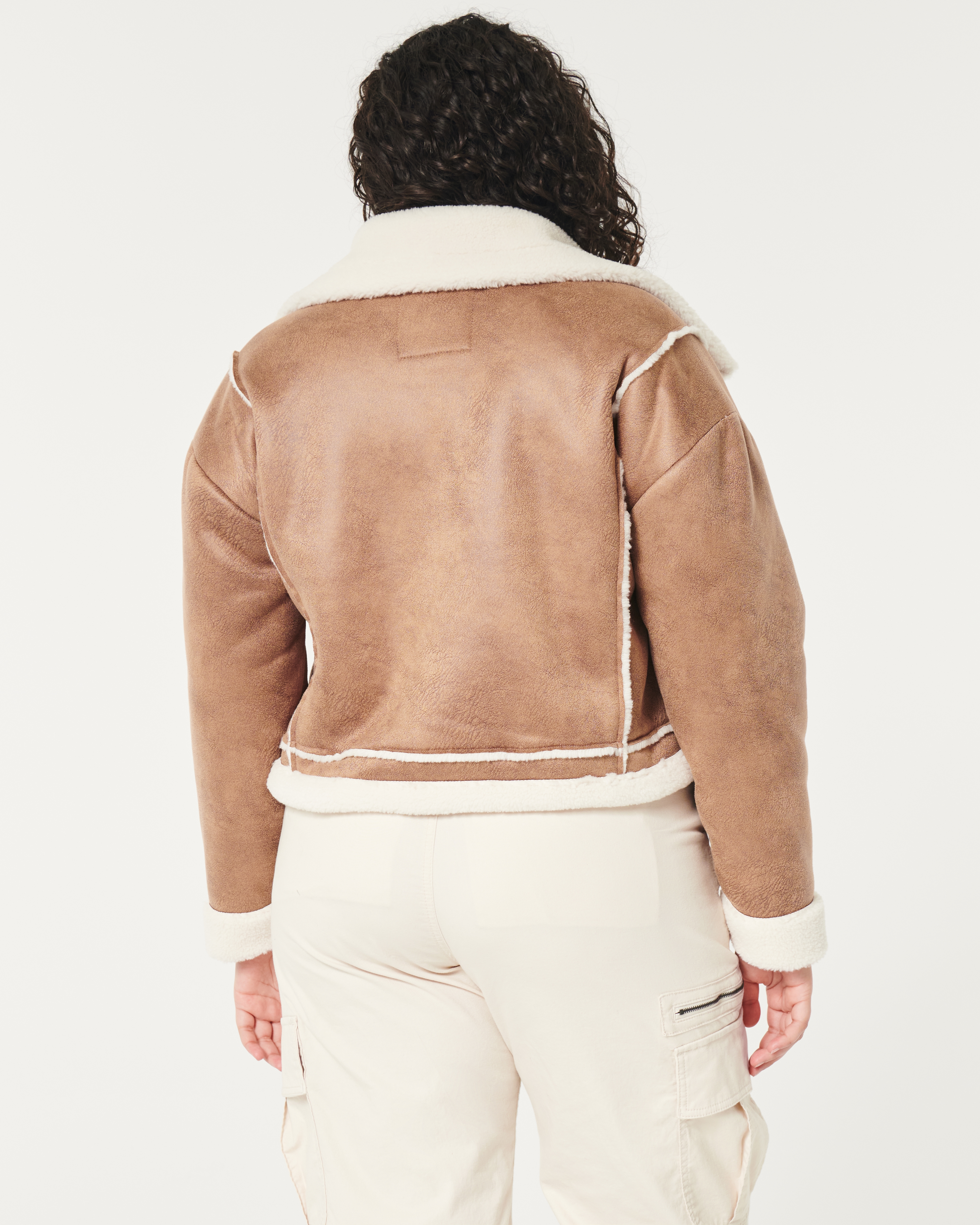 Hollister faux shearling biker clearance jacket