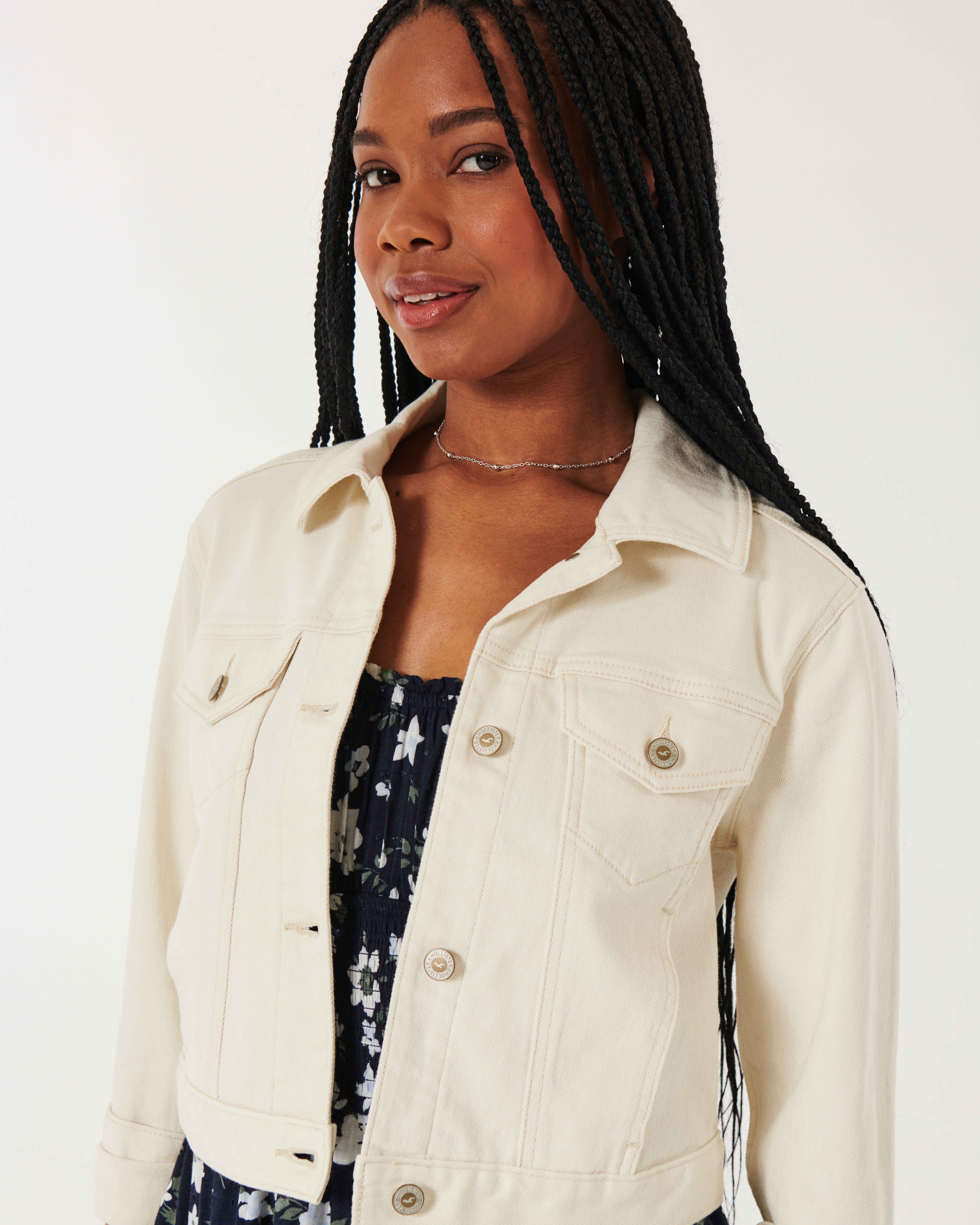 Women s Cream Denim Jacket Women s Clearance HollisterCo