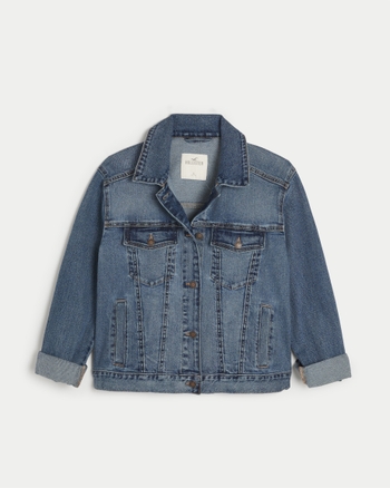 Medium wash store jean jacket